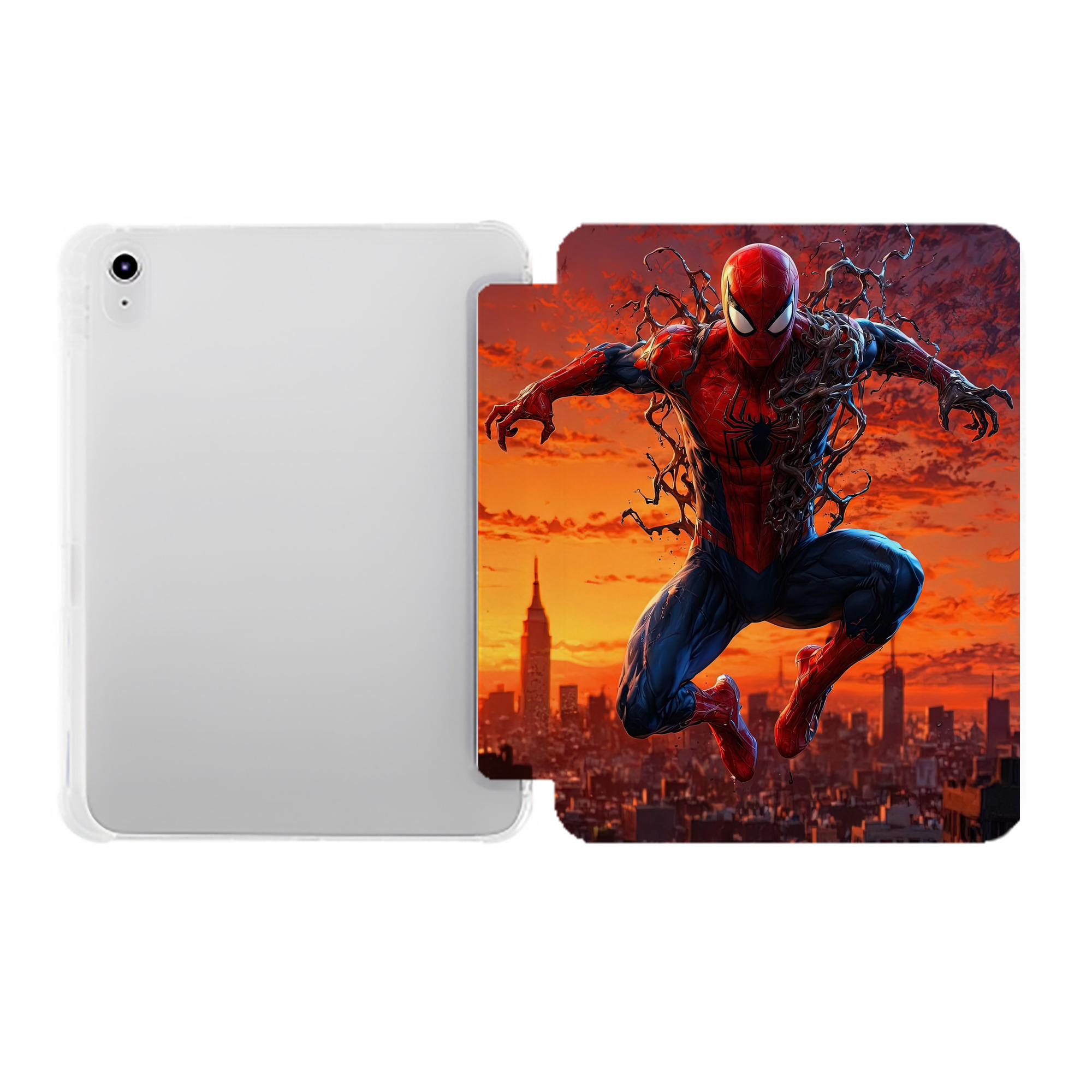 （画像用） Spider Man スパイダーマン IPad ケース ペン収納付き 三つ折りスタンド PUレザー×シリコン 対応機種9.5/10.5/10.9インチ